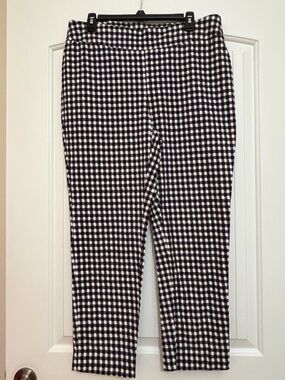 Chico's Stretch Black & White Gingham Pants Sz 2.5R (14R)